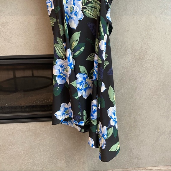 Banana Republic Black Strappy Blue Floral Asymmetrical Dress, Size 6 Petite - Picture 13 of 14